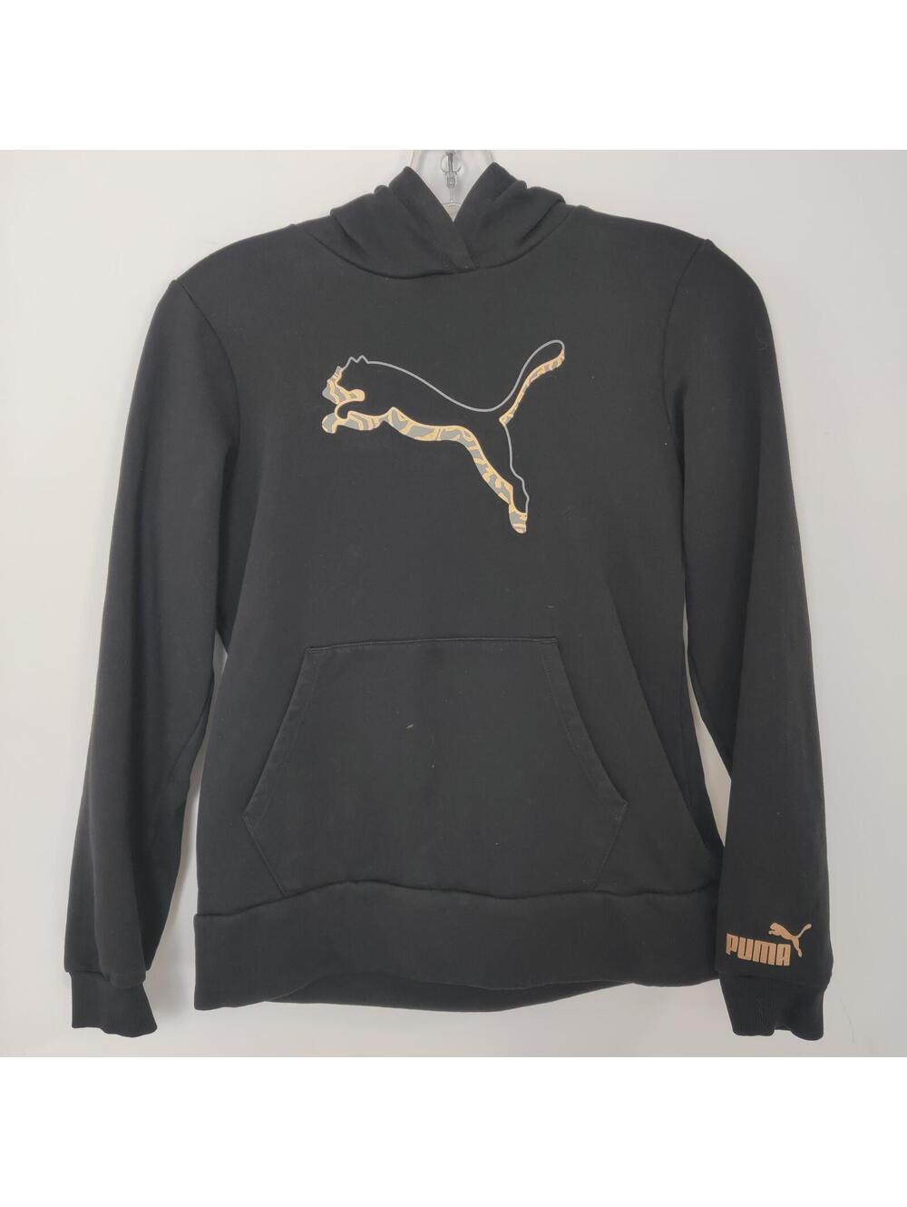 Puma Kids Black Pullover Hoodie Size Large / 12-14 - Picture 1 of 7